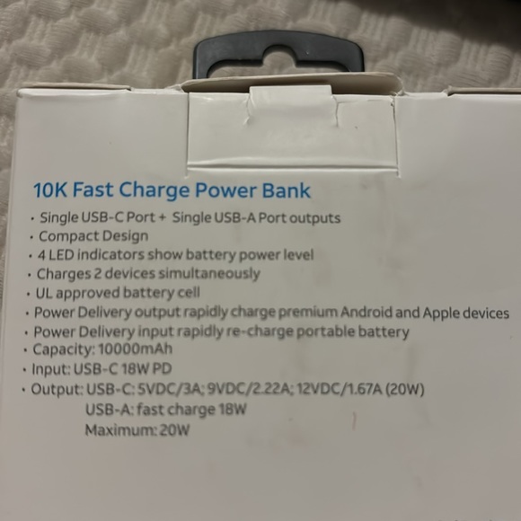 Portable fast charge power bank new in box never used just have no need for it - Picture 2 of 2